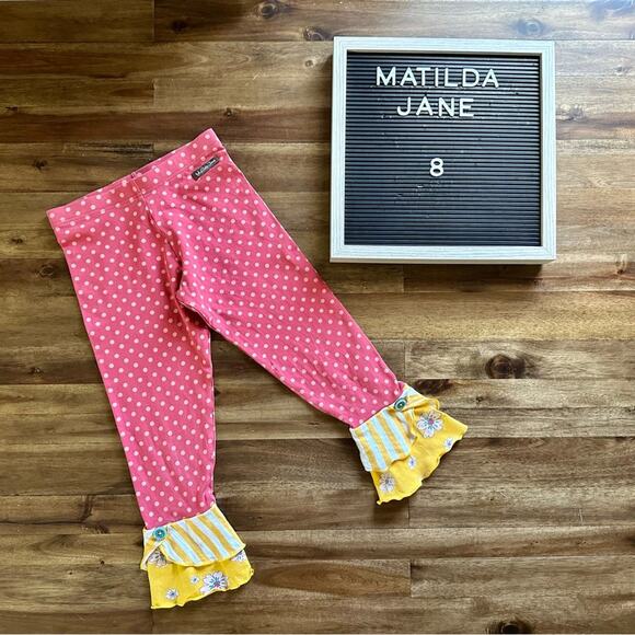 Matilda Jane Moments With You Hall Pass Scrappy Leggings Pants Red Polka Dot 8 - Picture 1 of 7